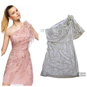 Pronovias Gold Tulle and Sequin Mini Cocktail Dress Size 14